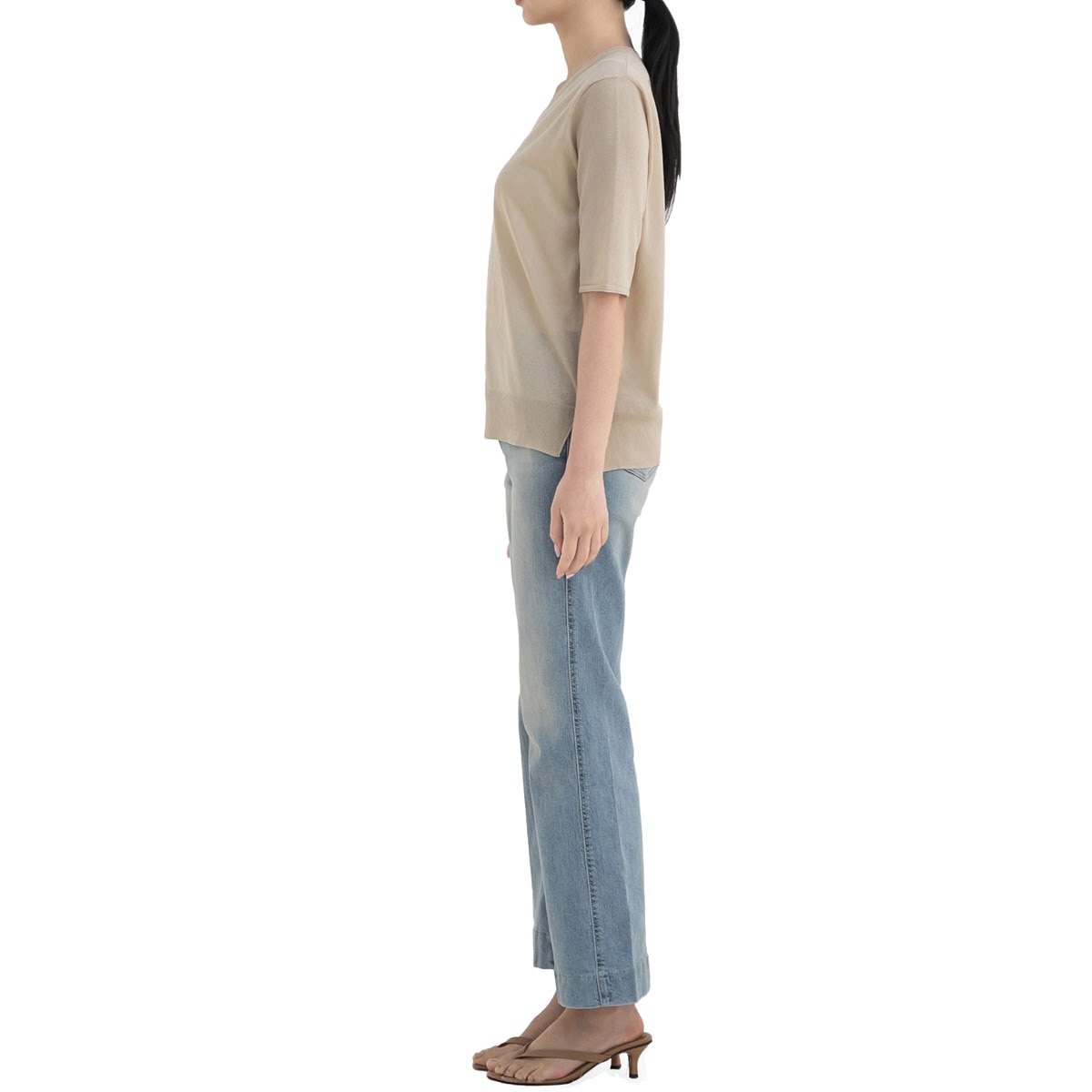 보니스팍스 여성 브이넥 풀오버 니트 - 베이지, L