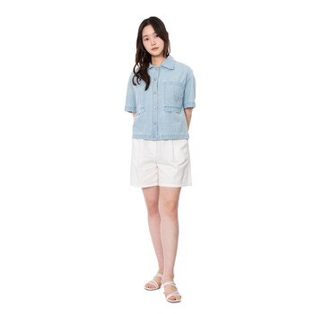 비지트 인 뉴욕 여성 데님 반소매 셔츠재킷