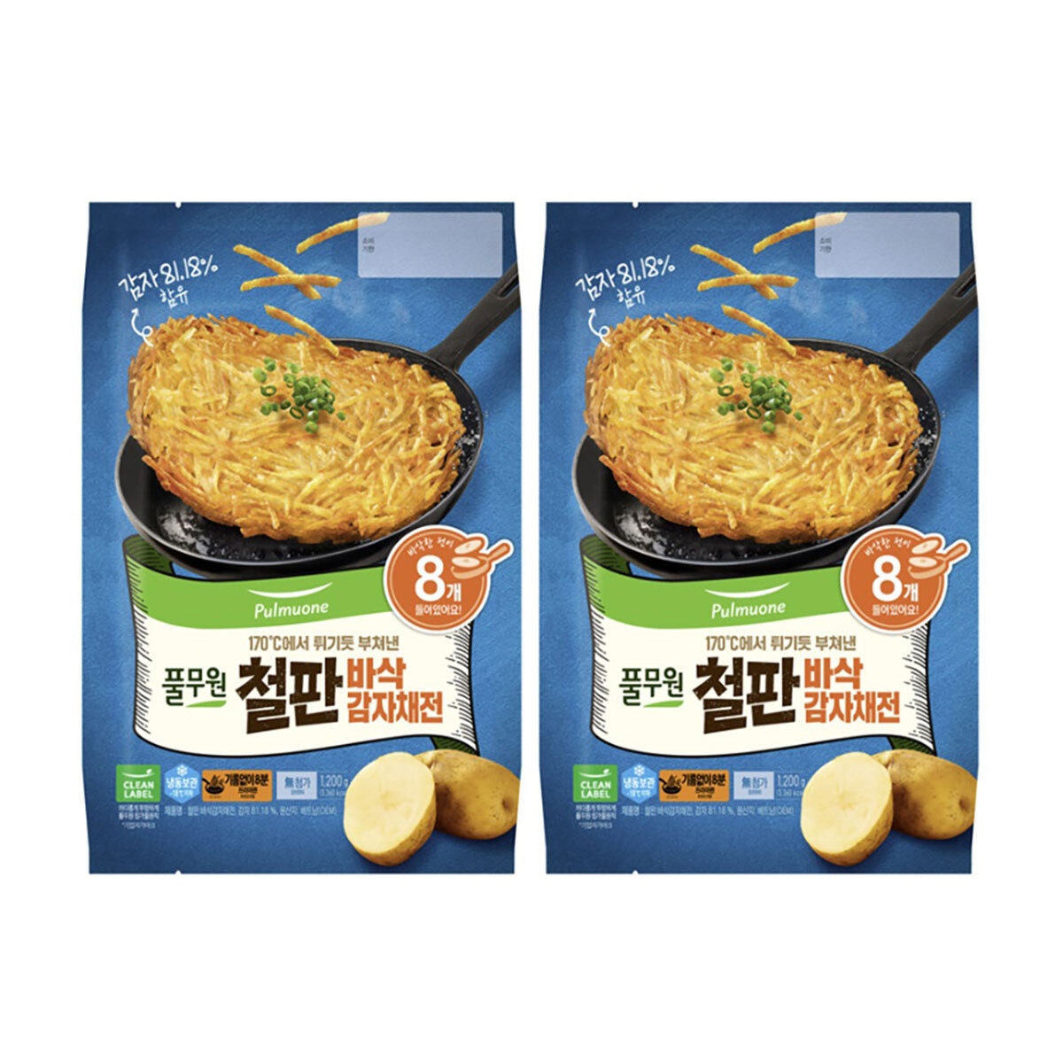 풀무원철판 바삭 감자채전150G X 8 X 2
