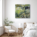 지클레 그림 액자 76x76cm - 르누아르, 정원에서 파라솔을 든 여자