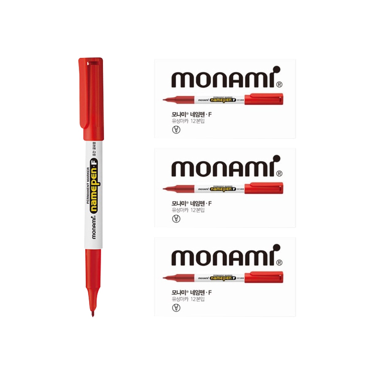 모나미 네임펜 F 1.0mm 36개 - 적색