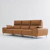 UND NA17 전체 천연 이태리 슈렁큰통가죽 4 인 소파 - 허니브라운