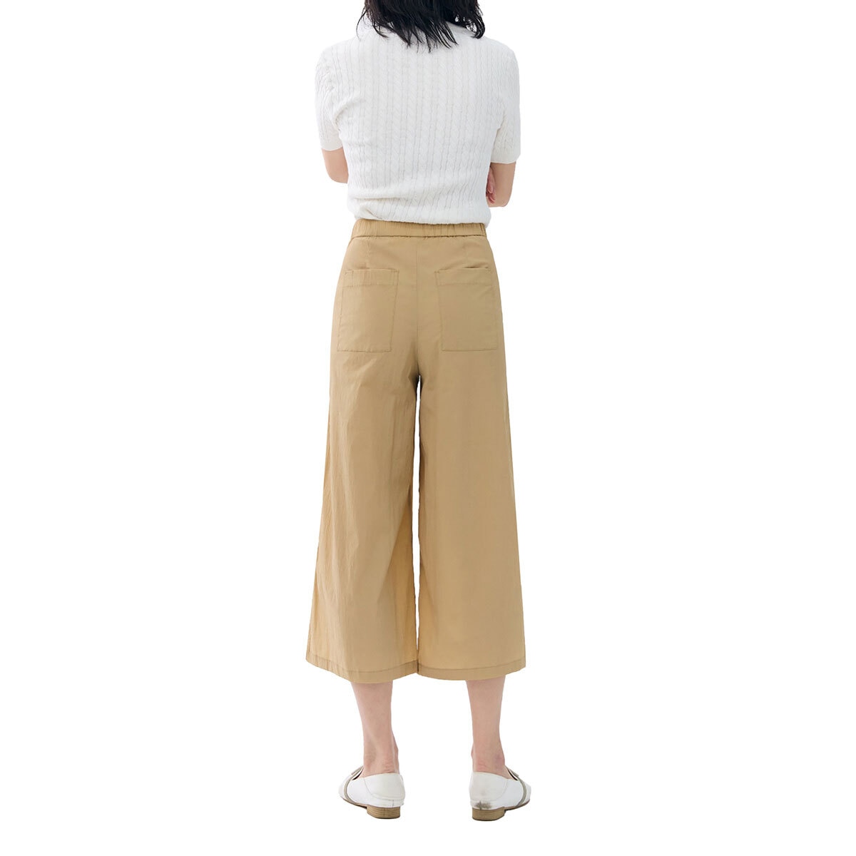 마리끌레르 여성 나일론 혼방 크롭 팬츠 - 베이지