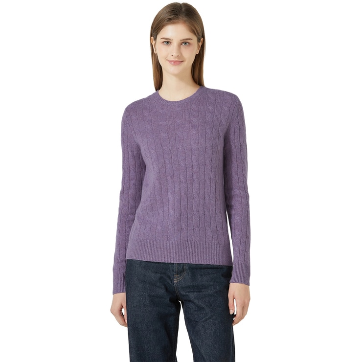 리디아 바인 여성 캐시미어 100% 케이블 니트