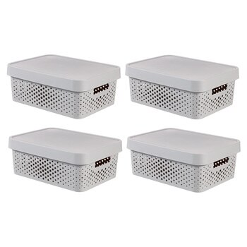 인피니티 수납용 박스 11L 4 Pack, 뚜껑 포함