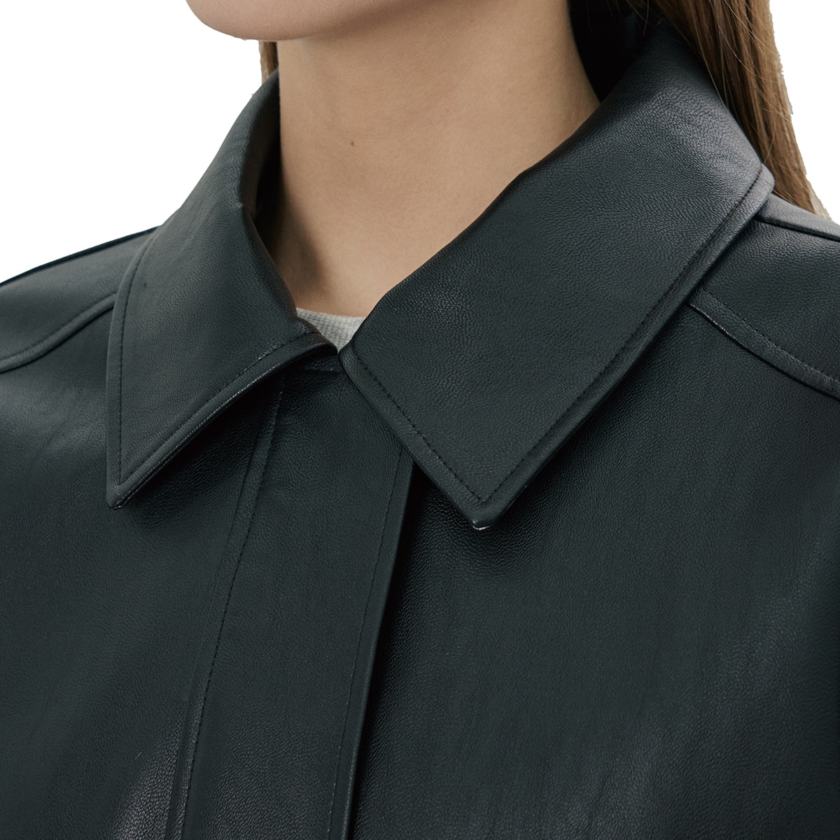 비지트 인 뉴욕 여성 루즈핏 인조가죽 재킷 - 블랙, M/L