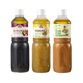 맥코믹 발사믹 드레싱 1.1kg + 레몬갈릭 드레싱 1.1kg + 비셰프 와사비 드레싱 1,060g