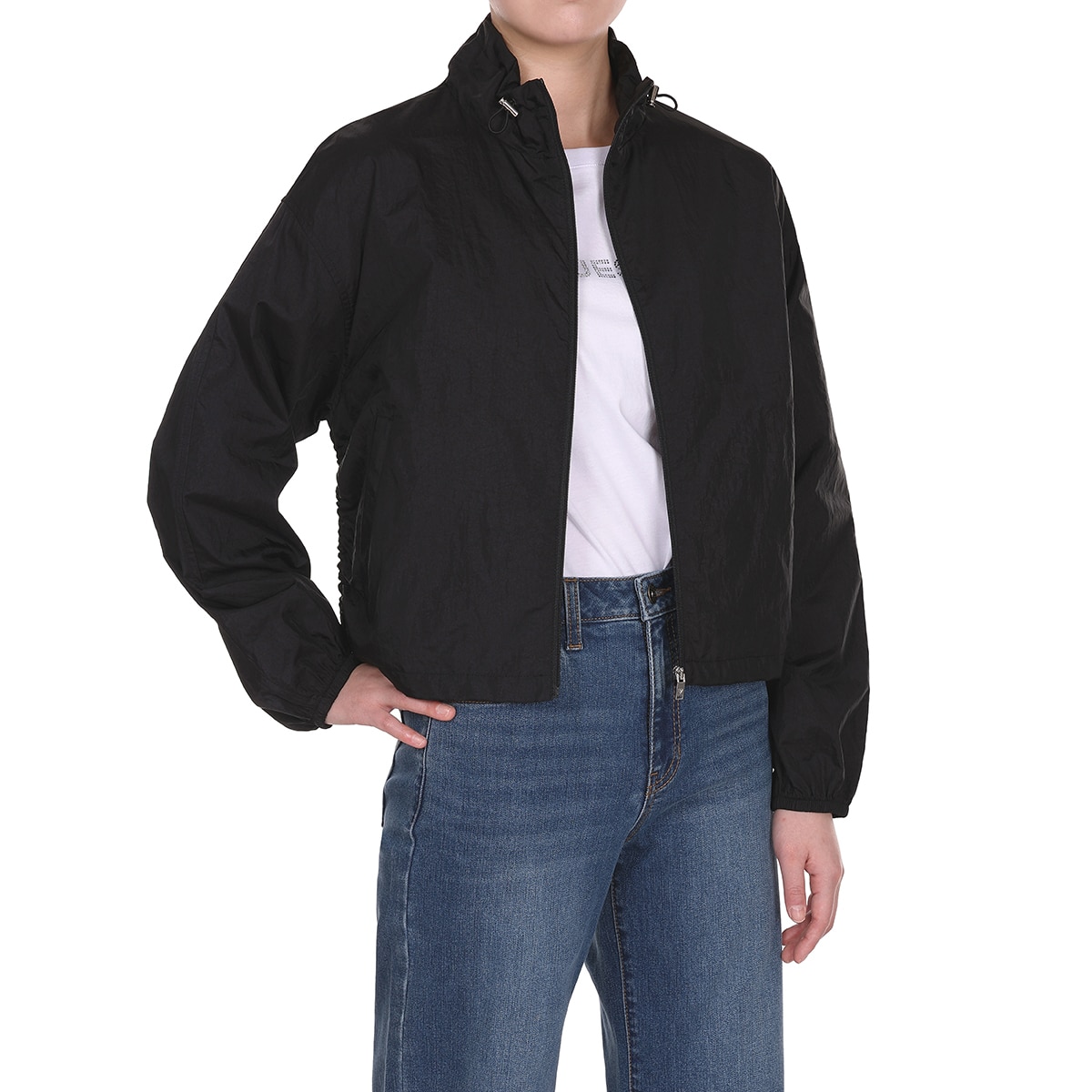 게스 여성 셔링 재킷 - 블랙, S