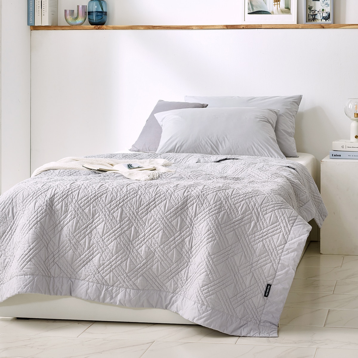 박홍근홈패션 워싱면 양모 스프레드 - 싱글, 그레이