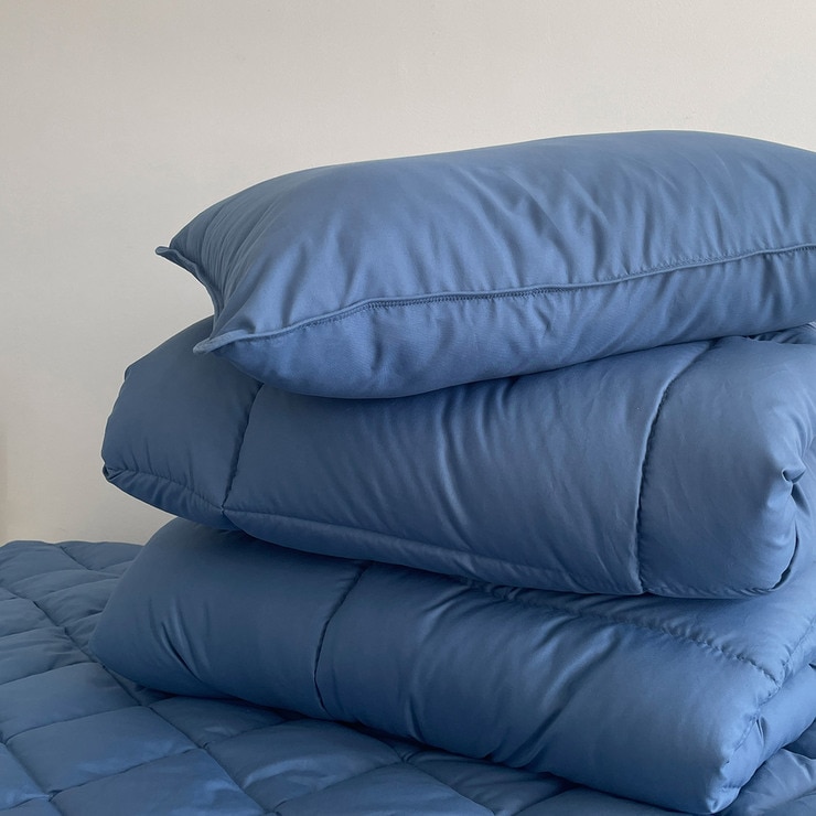 플로티나 차렵이불 세트 4P - 싱글, 네이비