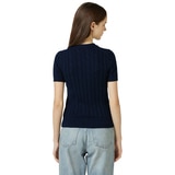 리디아 바인 여성 수피마코튼 케이블 반소매 니트 - 네이비, S