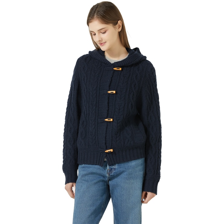 리디아 바인 여성 울 100% 후드 가디건