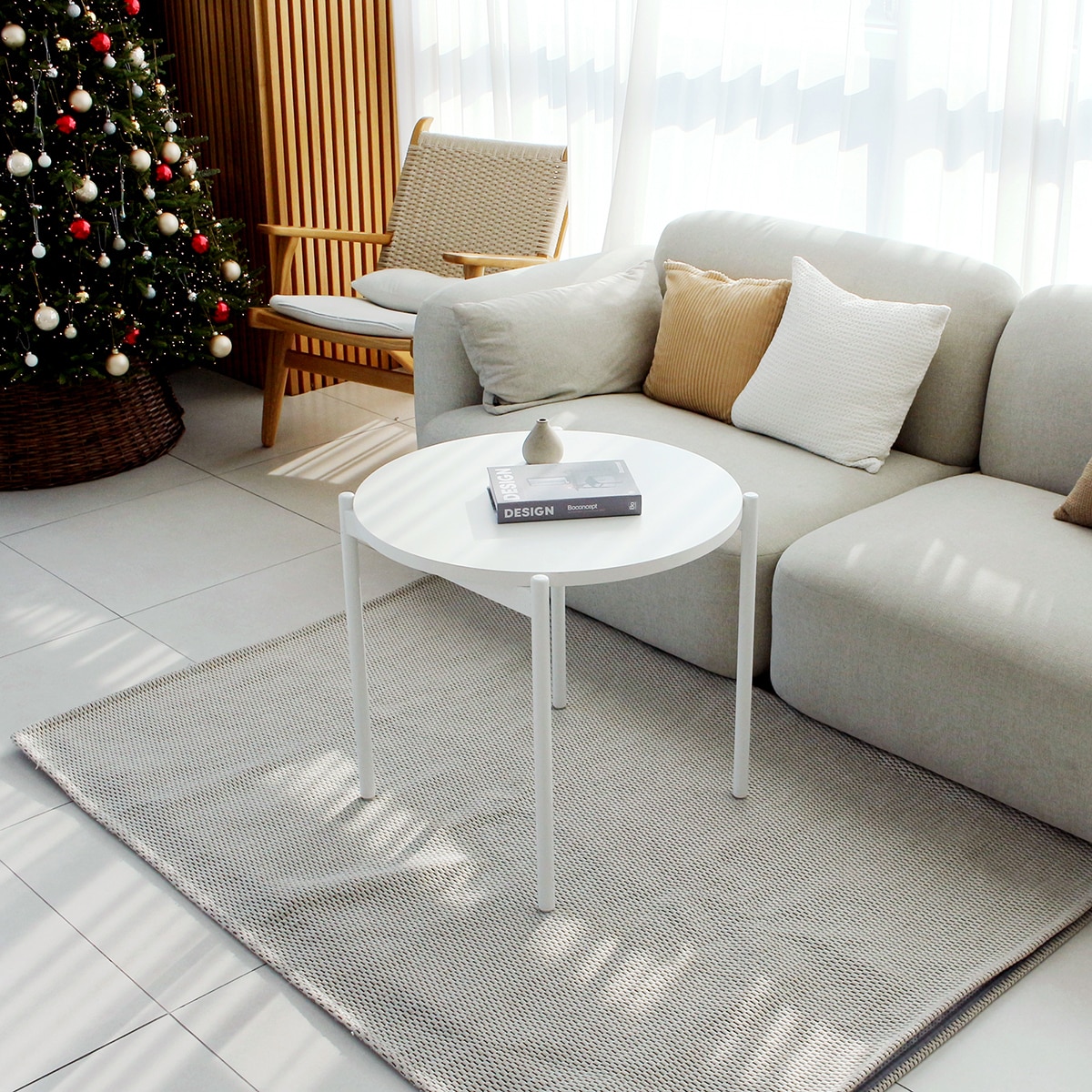 끌리마 DIY 다용도 화이트 원형 협탁 테이블 600