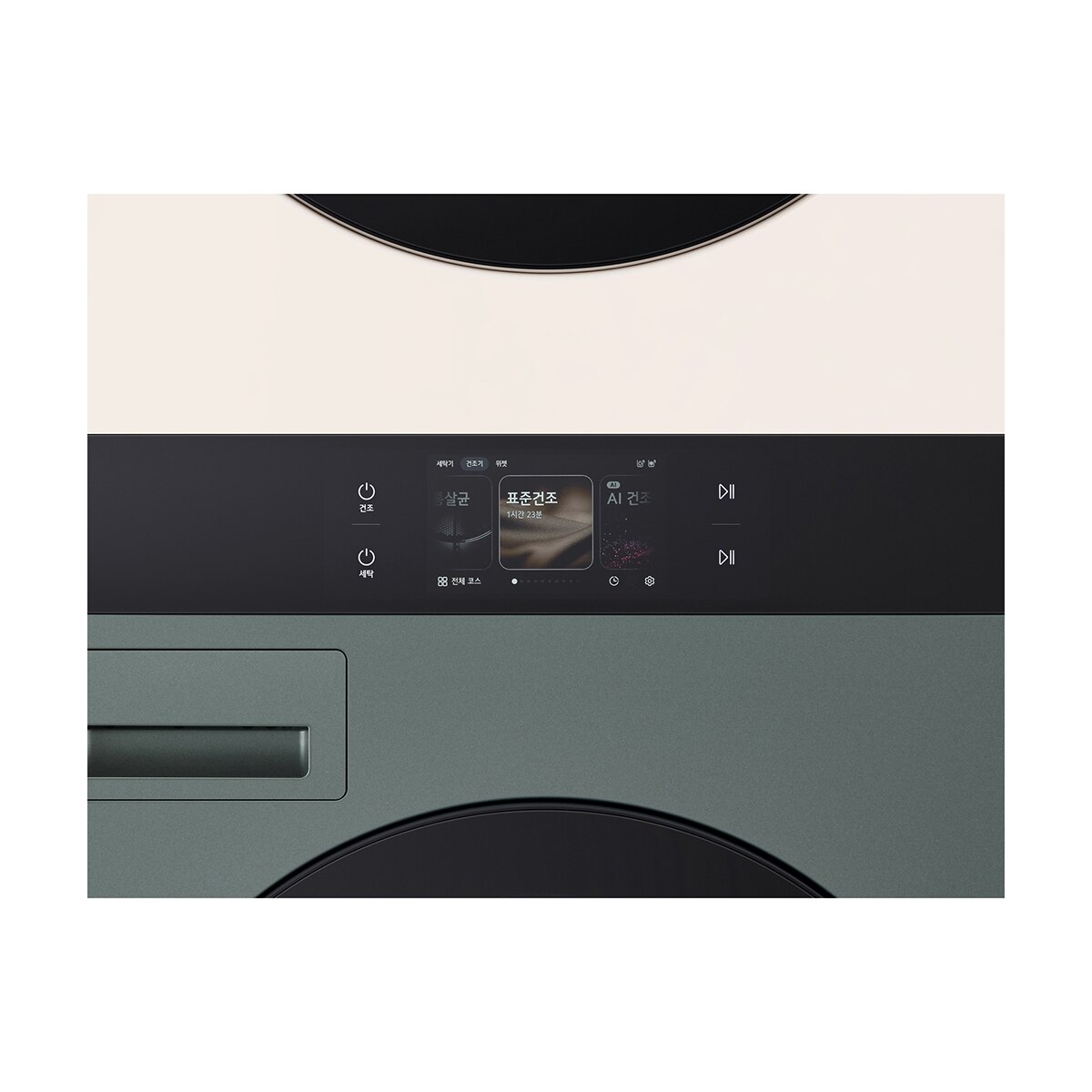 엘지 오브제 AI 워시타워 세탁 23kg&건조 23kg 그린 베이지