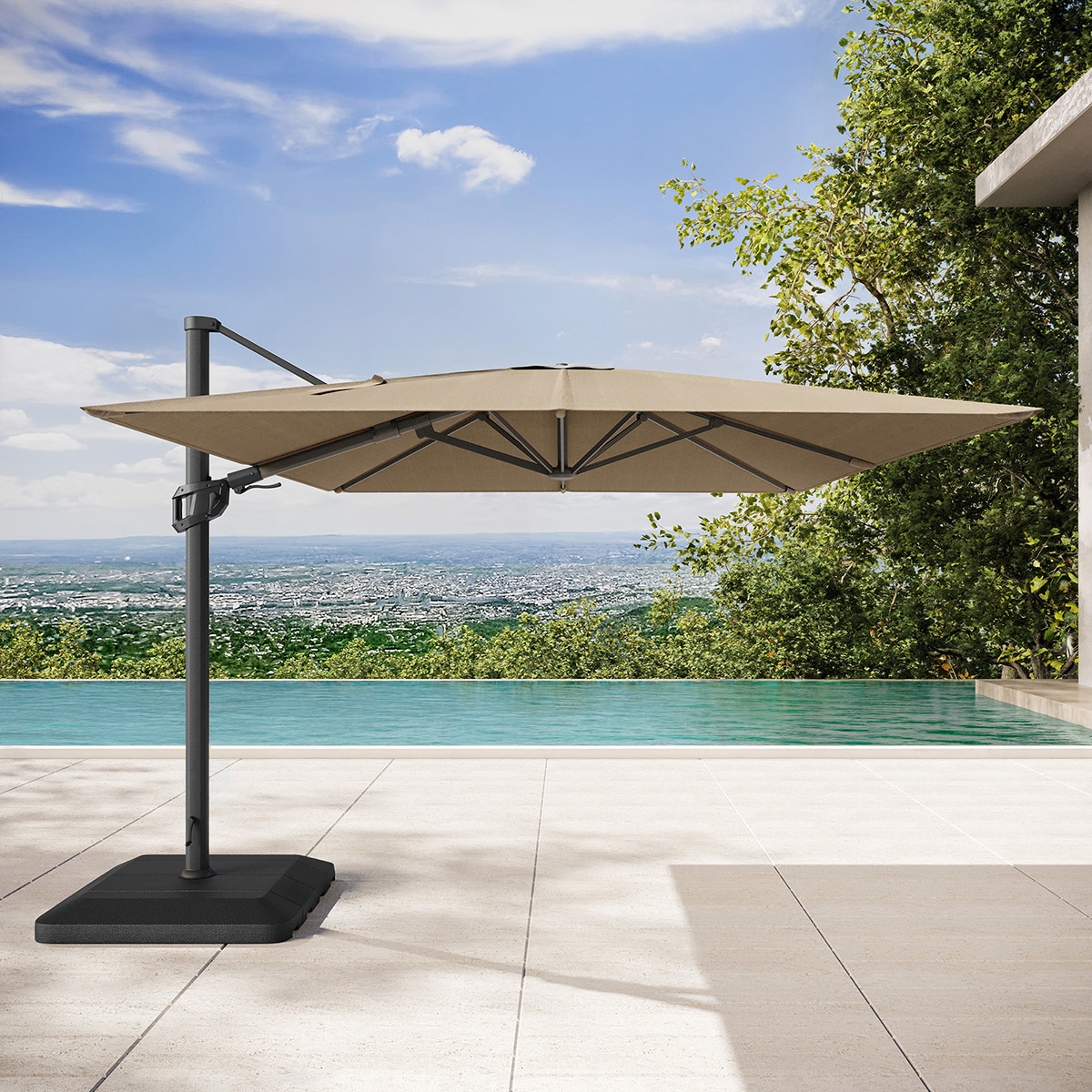 앳레저 캔틸레버 사각우산, 3.0 x 3.9m, 머쉬룸