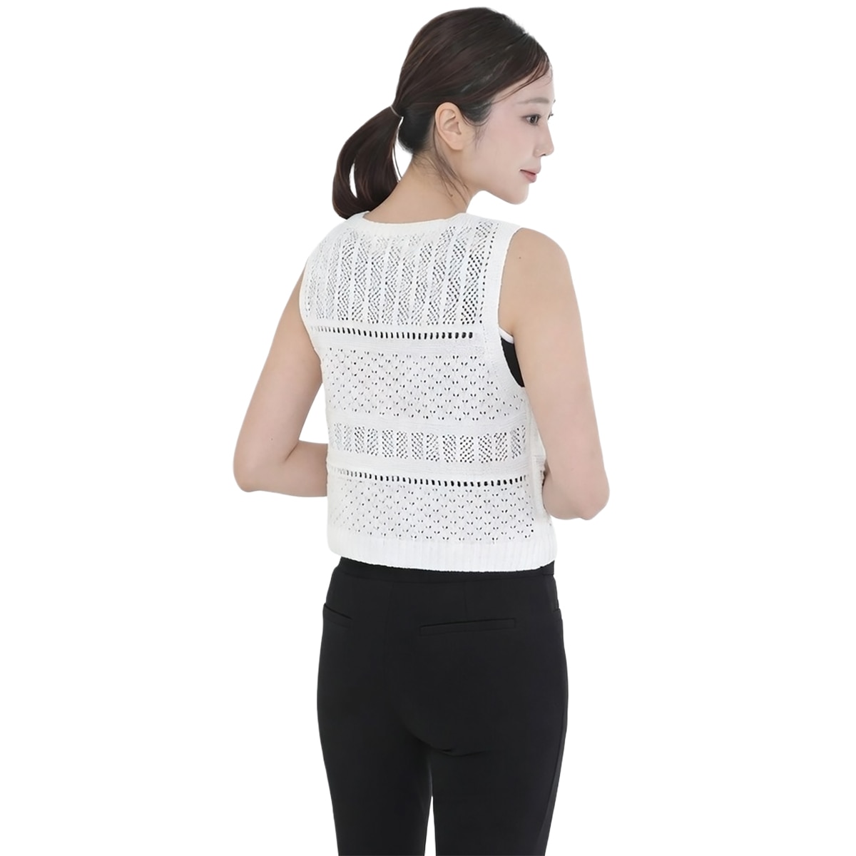 베네뜨 여성 크로셰 니트 베스트 - 아이보리, L