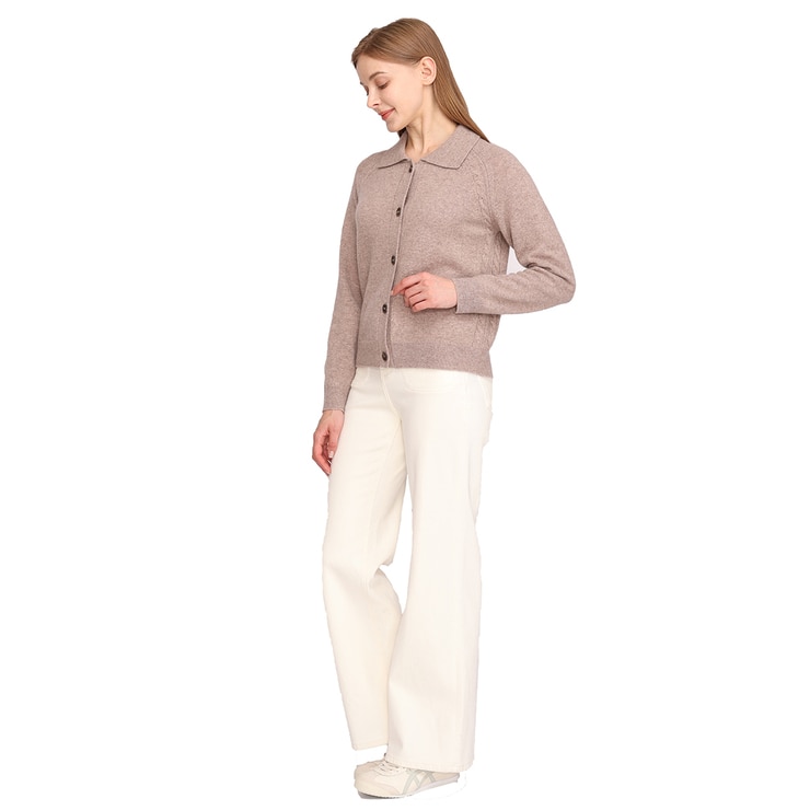 솔레지아 여성 울 100% 카라 가디건