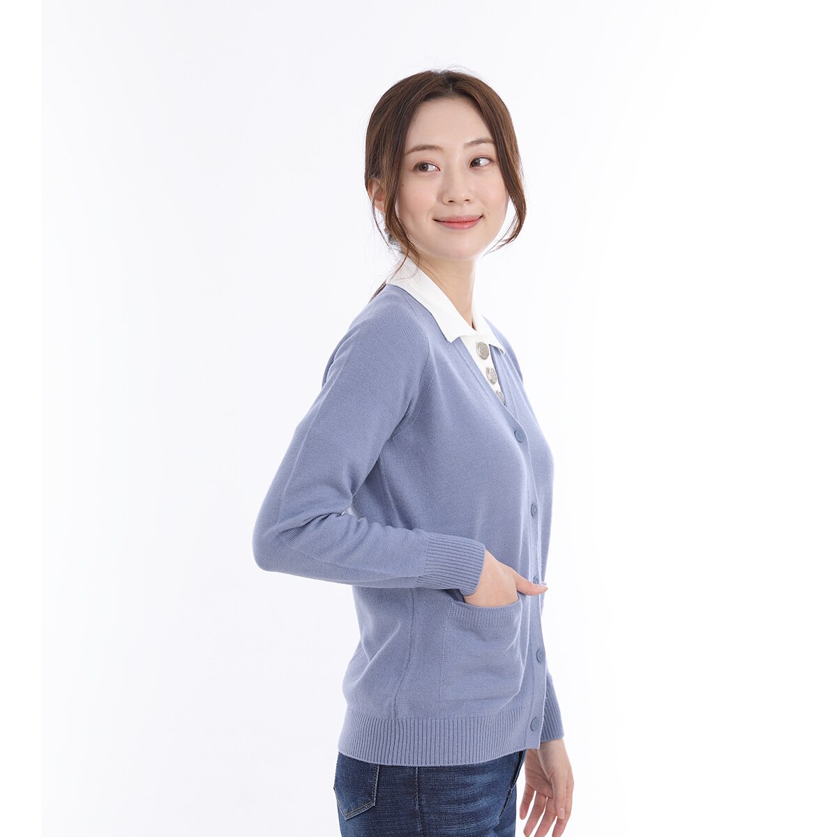 베네뜨 브이넥 포켓 가디건 - 블루, S