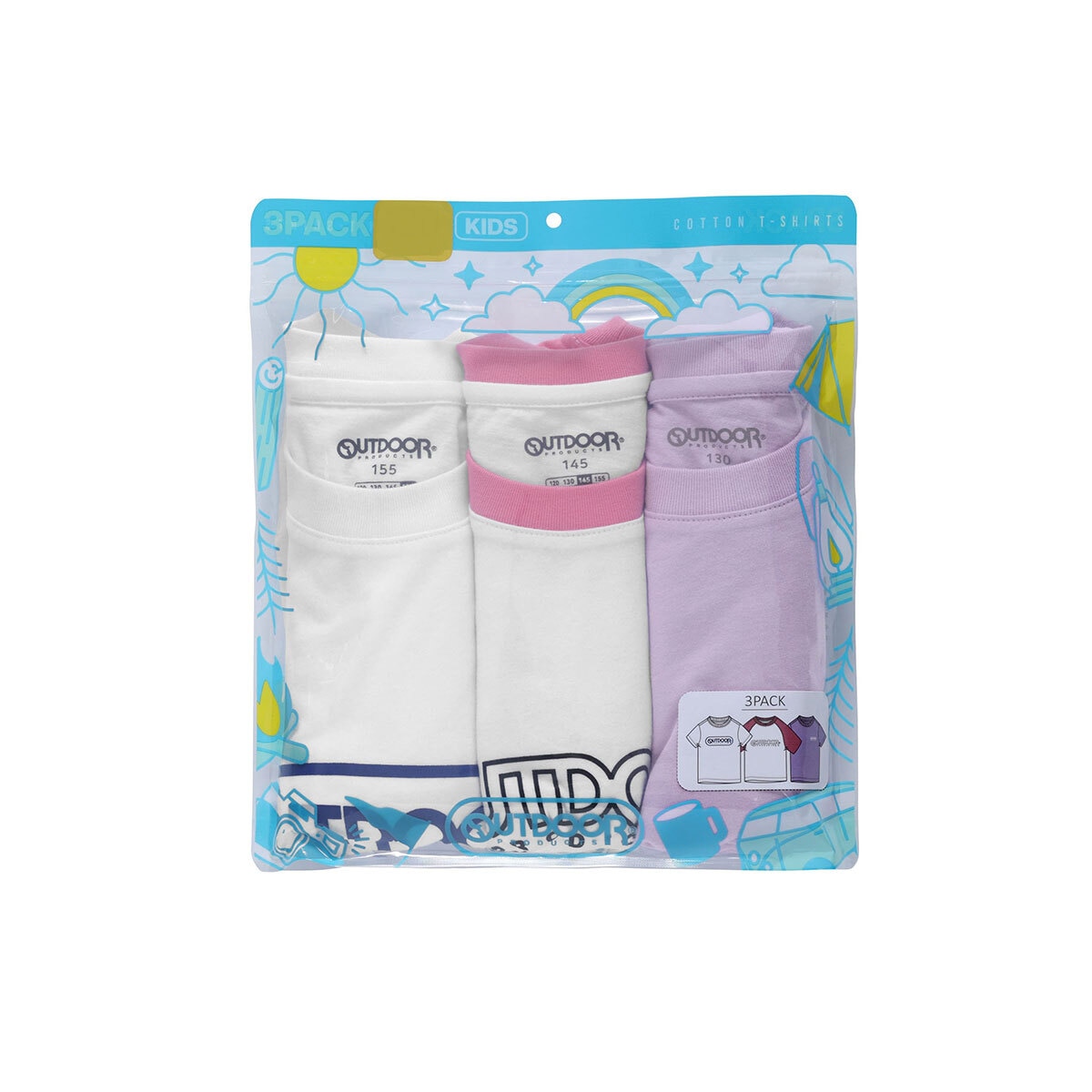 아웃도어프로덕트 아동 베이직 반팔 티셔츠 3매 - 여아1차