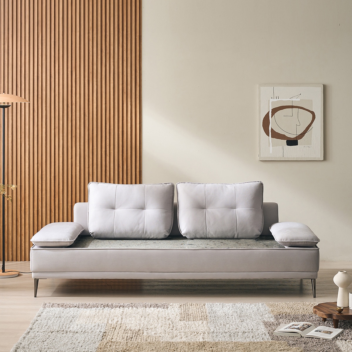 샘스톤 컴프리스 돌소파 (취옥석/그린칠보석) - 라이트그레이