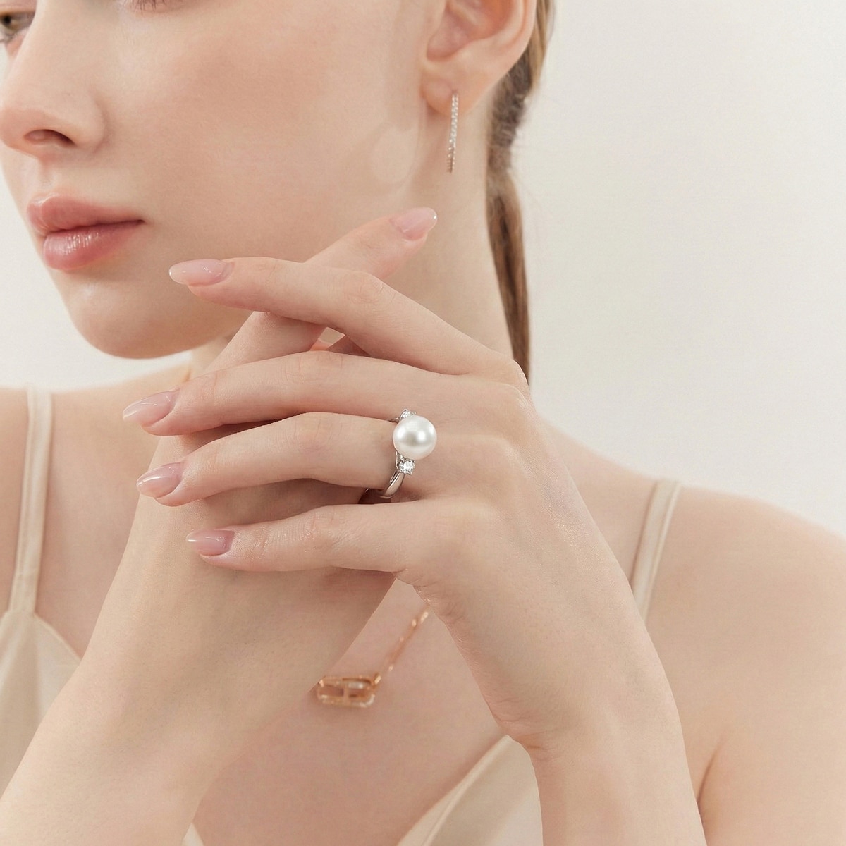 클라베드제이 다이아몬드 0.18캐럿 진주반지9mm