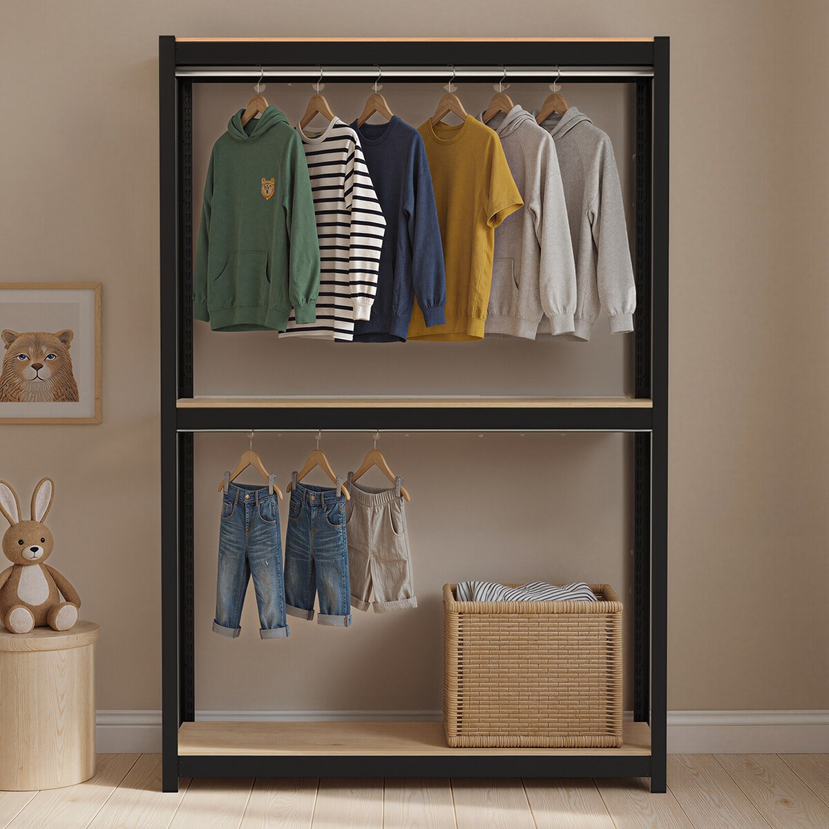 스피드랙 다용도 3단 철제 행거 120 x 40 x 180cm - 블랙 스피드랙 다용도 3단 철제 행거 120 x 40 x 180cm - 블랙