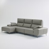 UND NA17 전체 천연 이태리 슈렁큰통가죽 4인 소파+보조스툴 - 미스티그레이