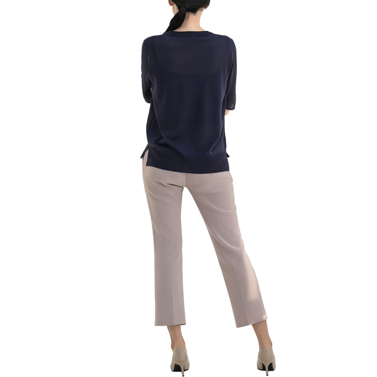 보니스팍스 여성 브이넥 풀오버 니트 - 네이비, L