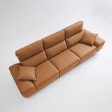 UND NA17 전체 천연 이태리 슈렁큰통가죽 4 인 소파 - 허니브라운