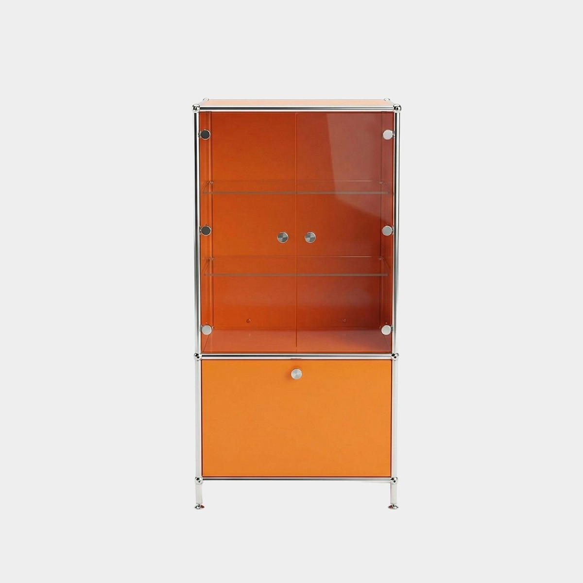더원 모듈 유리문 장식장 - 오렌지