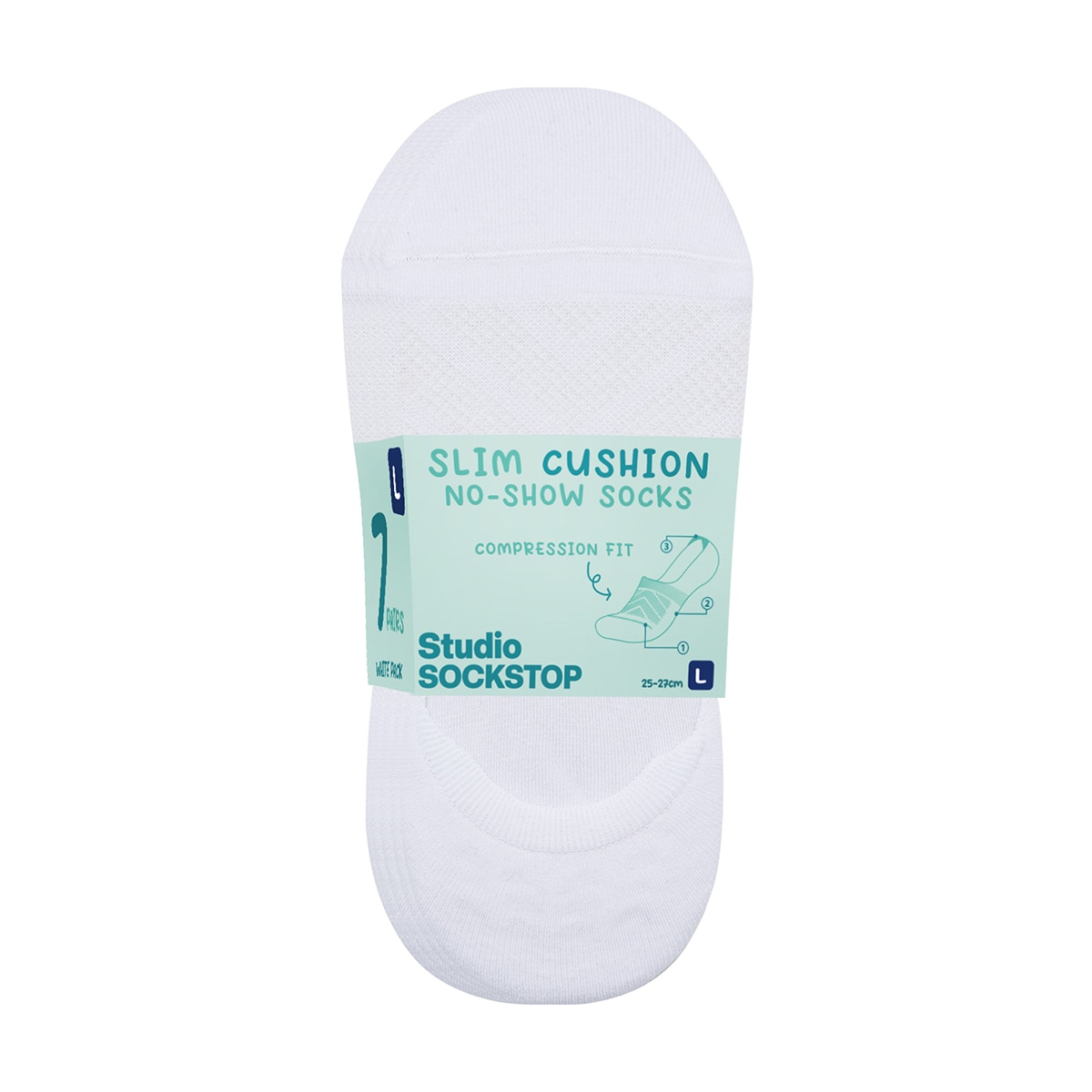 싹스탑 슬림 베이직 핏 덧신 양말7족 - 라지 화이트