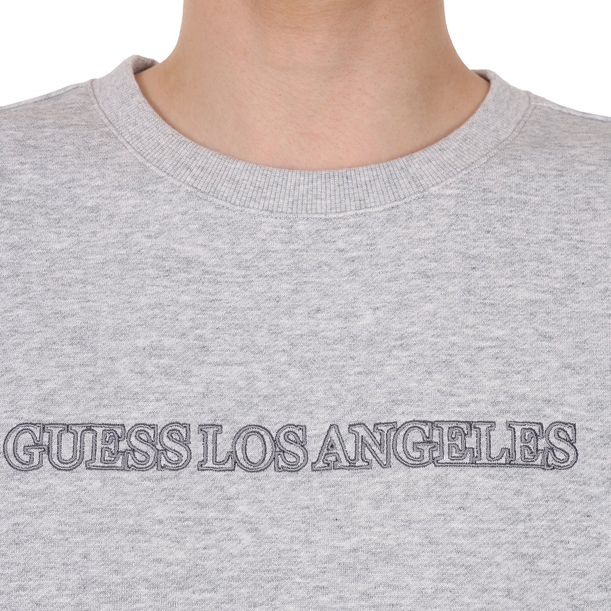 게스 남성 플리스 긴소매 맨투맨 - 멜란지그레이