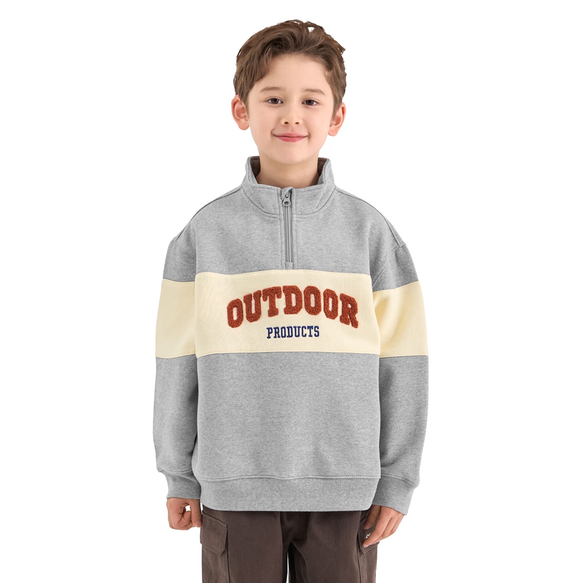 아웃도어 프로덕츠 키즈 하프 집업 - 멜란지그레이, 130 아웃도어 프로덕츠 키즈 하프 집업 - 멜란지그레이, 130