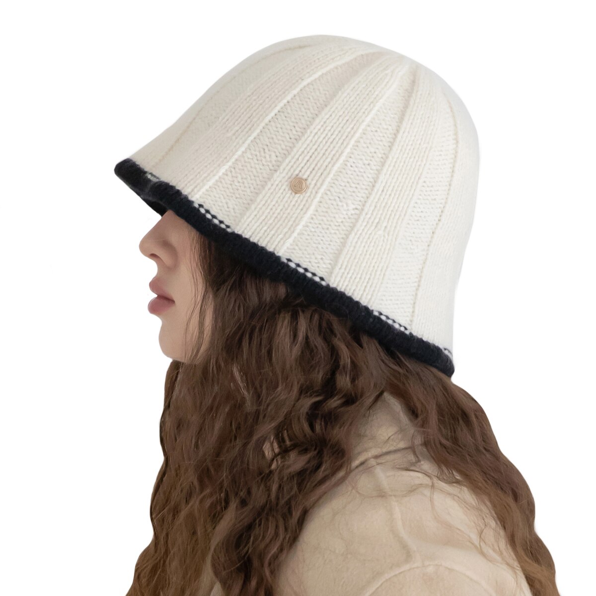 안드레아바나 여성 울 니트 모자 - 아이보리