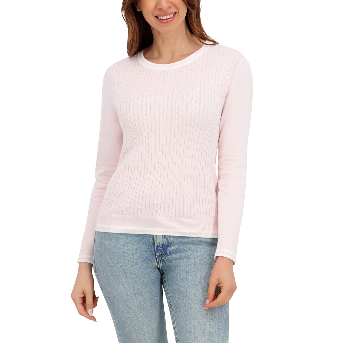 할스톤 여성 케이블 스웨터 - 핑크, S