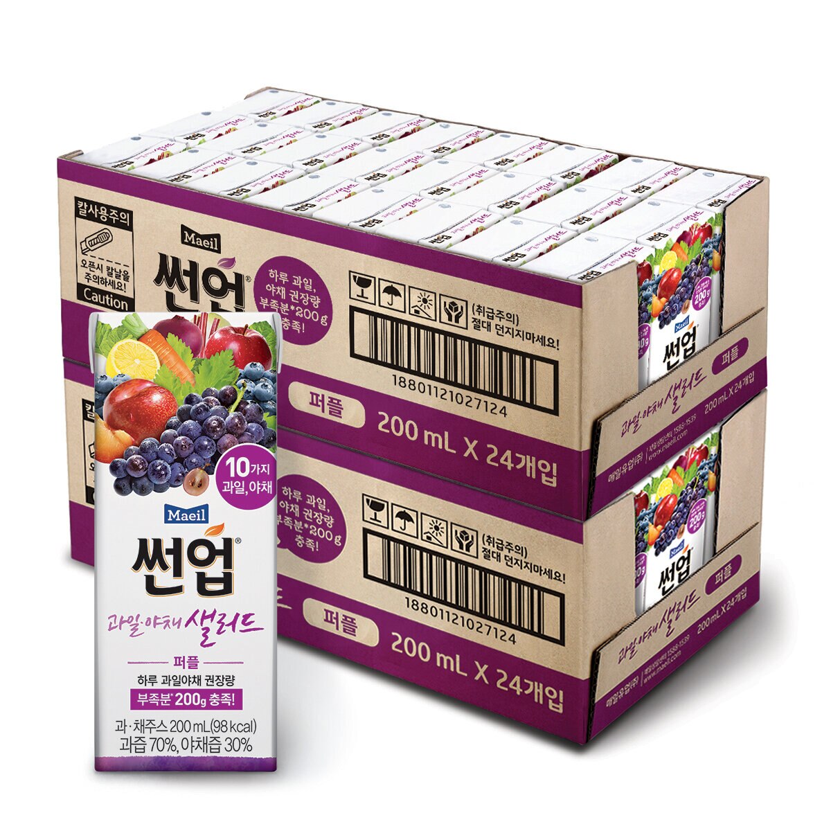 썬업 과일야채샐러드 퍼플주스 200ml x 24개 x 2박스