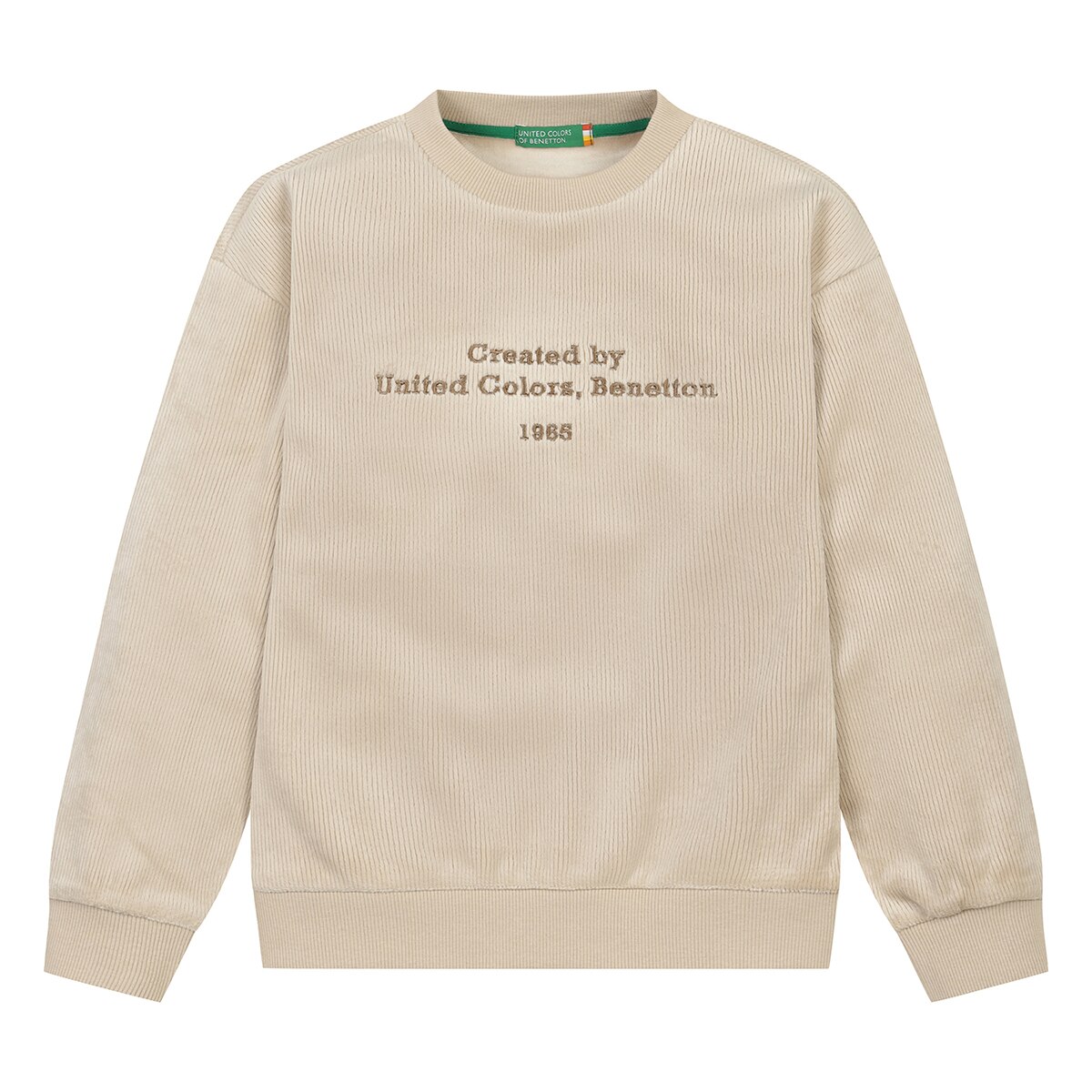 베네통 키즈 긴소매 벨루아 크루 - 베이지, 140