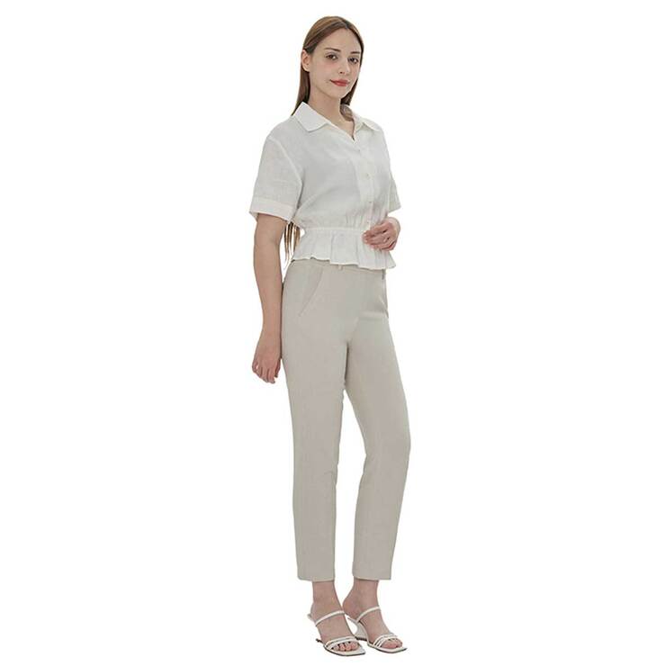 SOUP 여성 슬림핏 팬츠 - 라이트 베이지, L