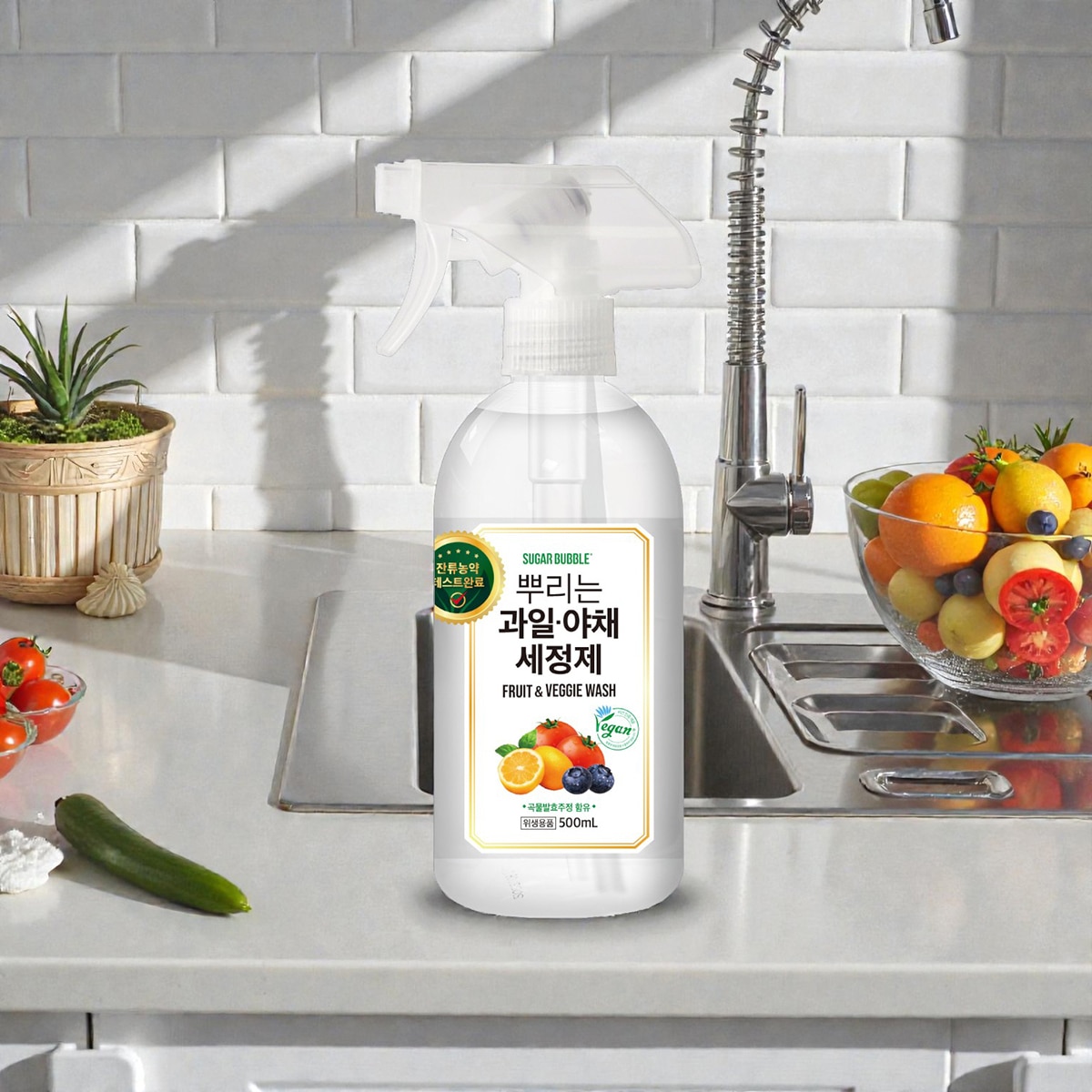 슈가버블 뿌리는 과일 & 야채 세정제 500ml x 4