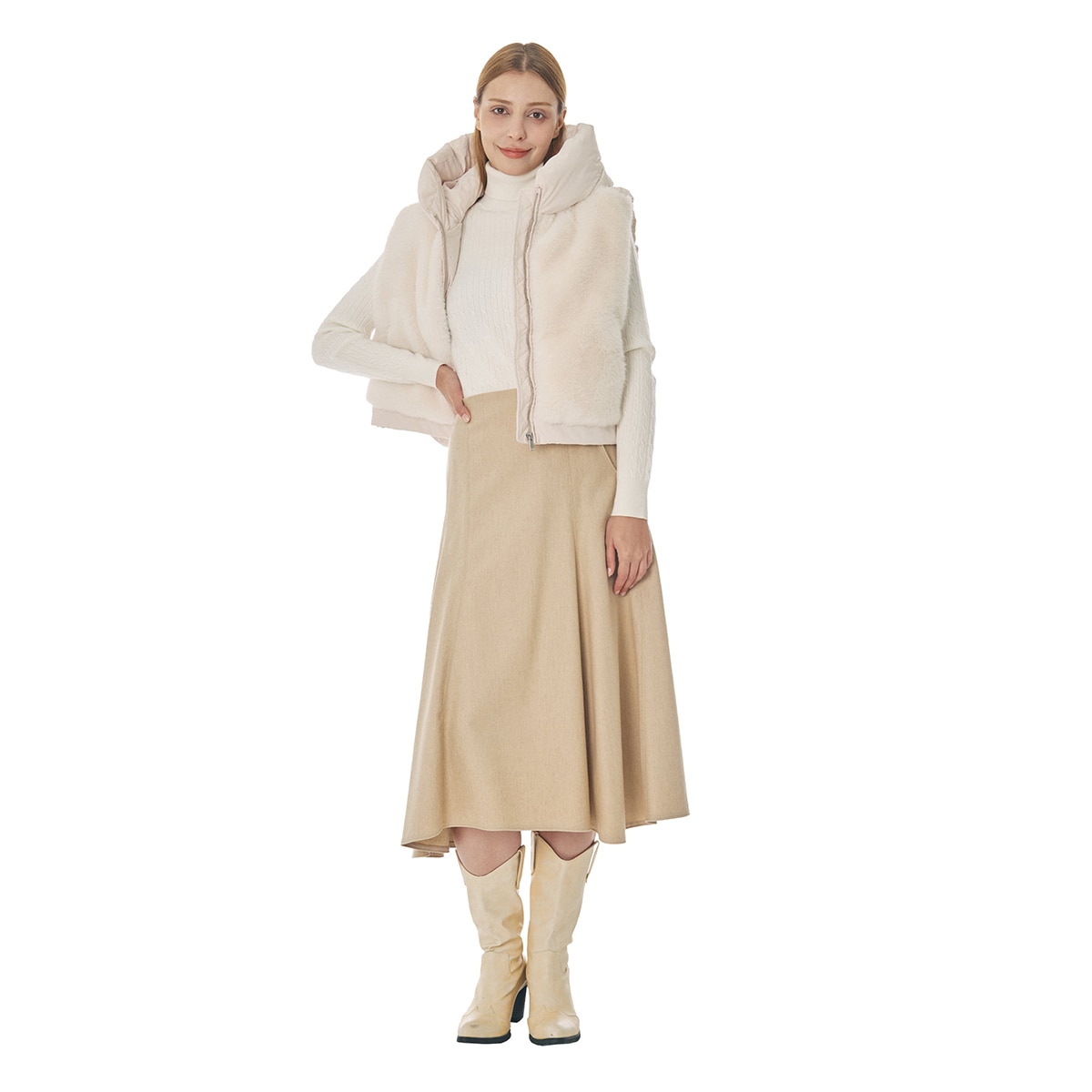 SOUP 여성 인조퍼 다운 베스트