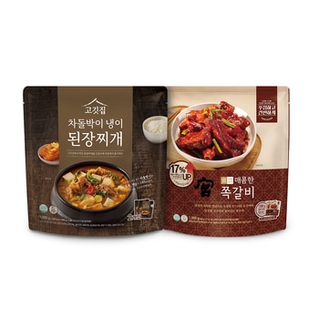 고깃집 차돌박이 냉이 된장찌개 800g x 2 + 궁 매콤한 쪽갈비 940g x 2