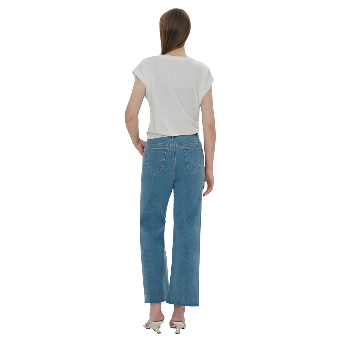 SOUP 여성 세미 와이드 청바지 - 미디엄 인디고