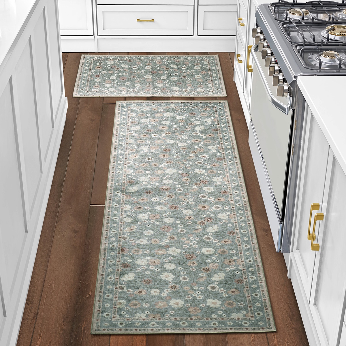 Wyatt&Ash 워셔블 러그 & 러너 세트 - 민트