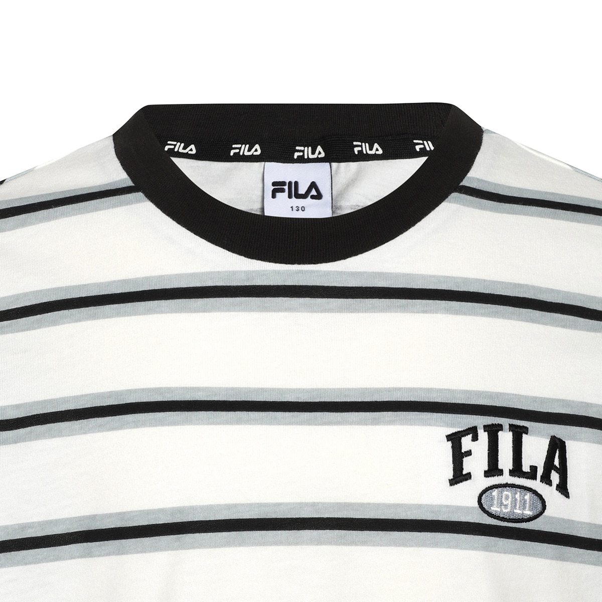 휠라 키즈 스트라이프 티셔츠 - 블랙, 120