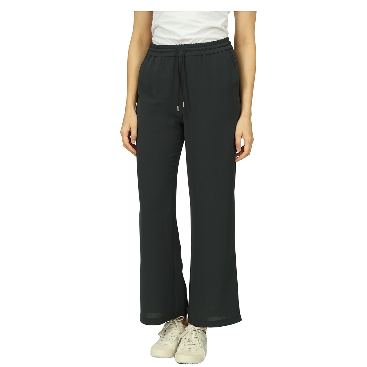 크레송 여성 와이드 밴딩 팬츠 - 그레이, S