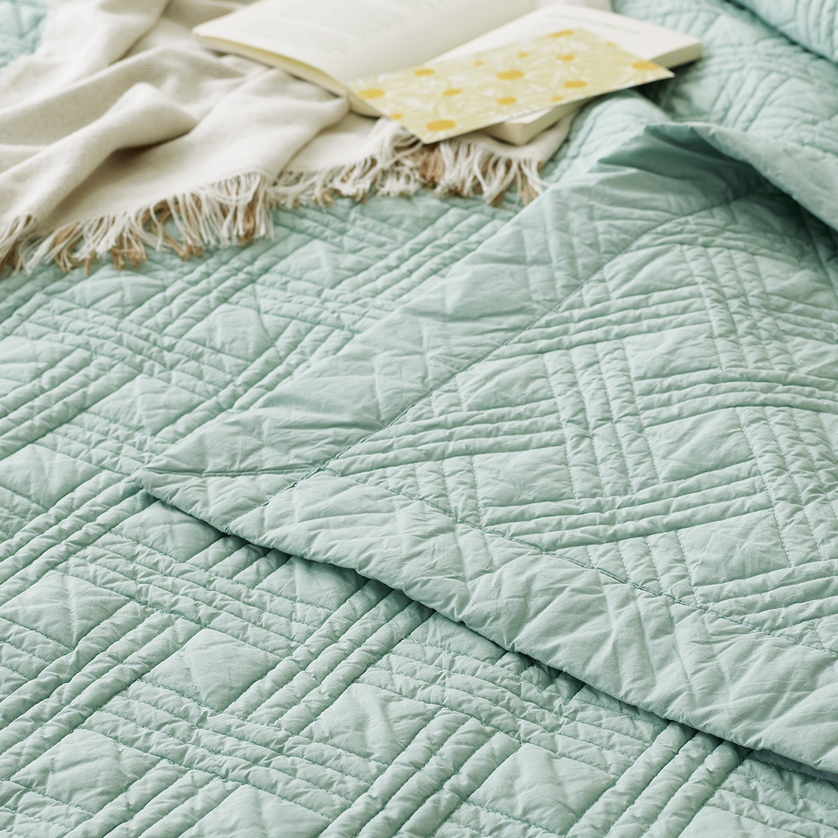 박홍근홈패션 워싱면 양모 스프레드 - 퀸, 민트