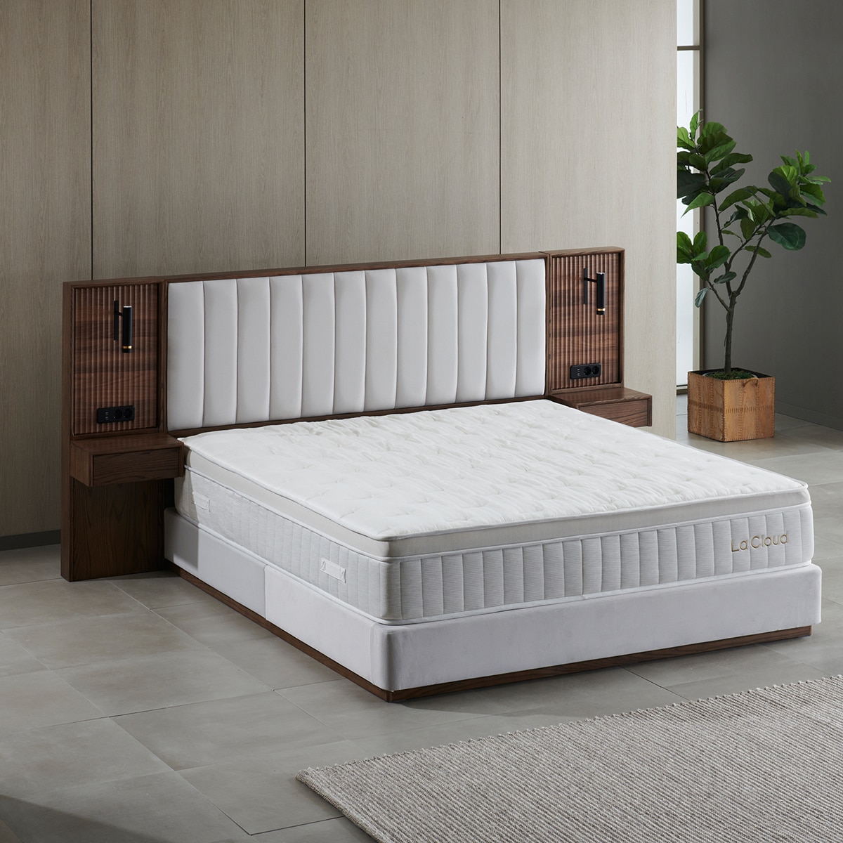 라클라우드 시에스타 패브릭원목 침대프레임 - 퀸 / 킹, 내추럴 브라운