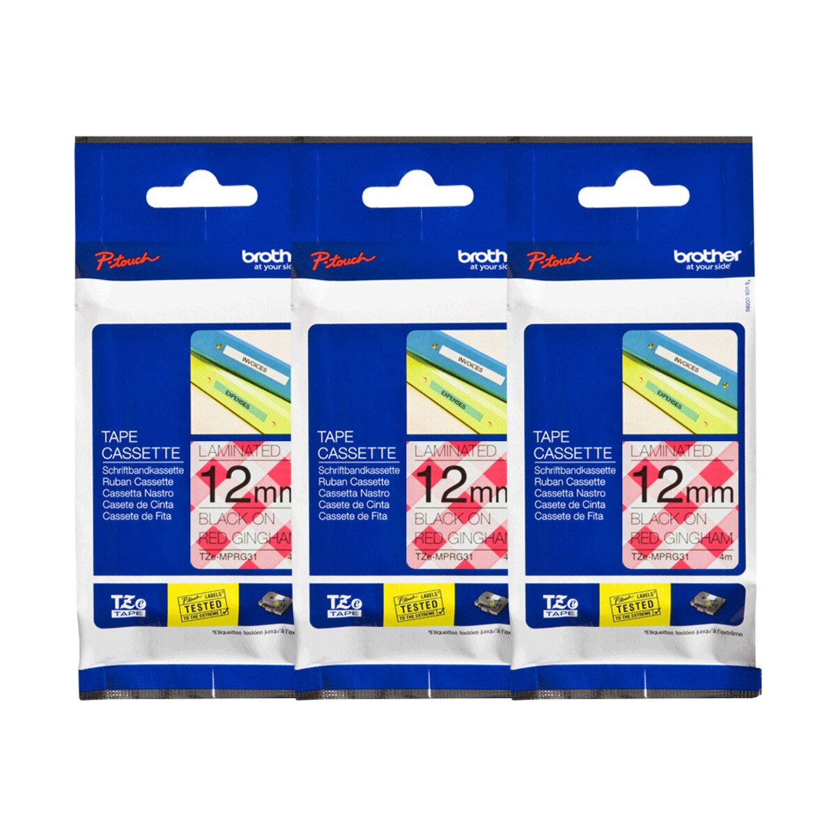 부라더 라벨테이프 TZ-MPRG31 12mm 3PK