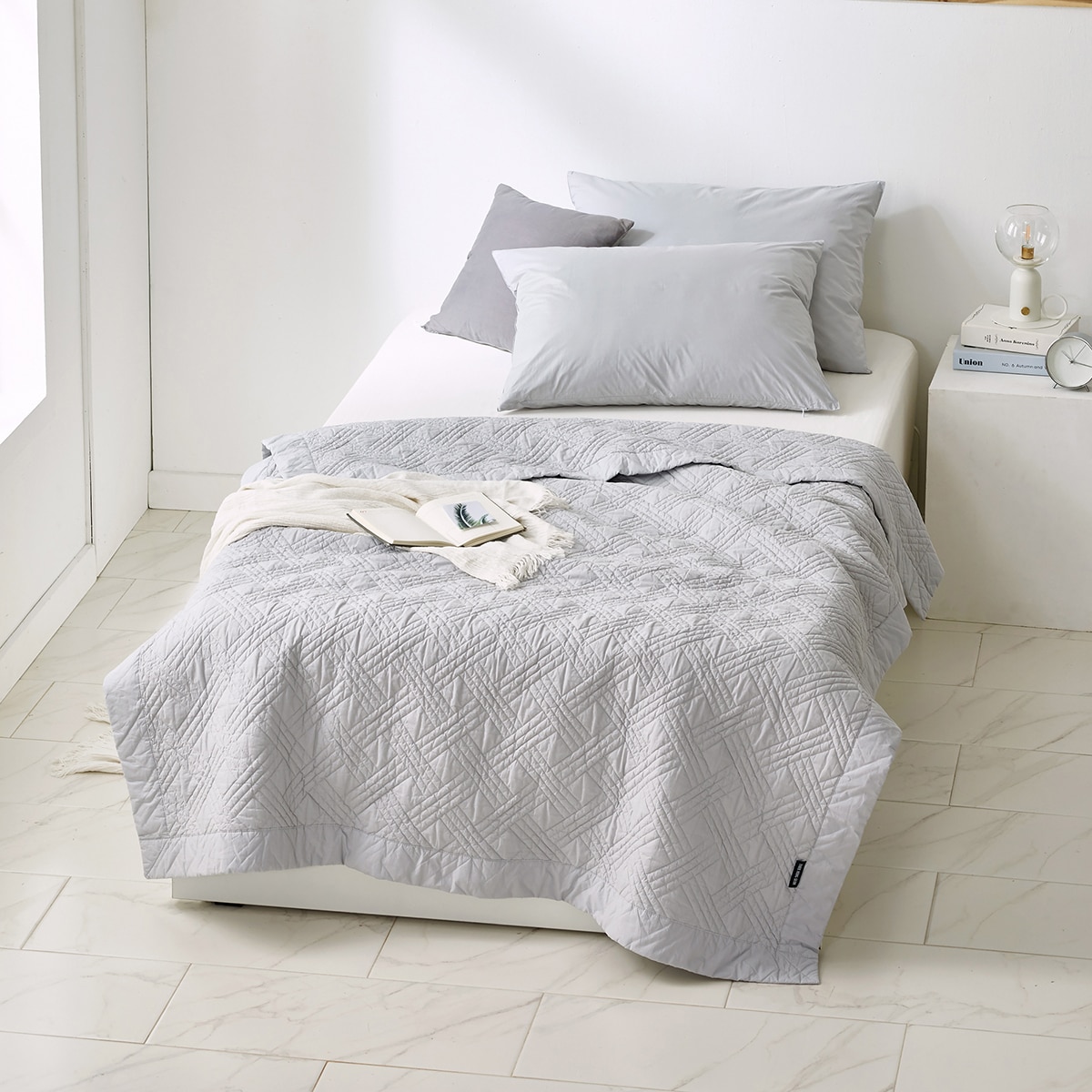 박홍근홈패션 워싱면 양모 스프레드 - 싱글, 그레이