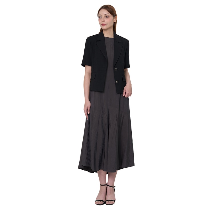 SOUP 여성 반소매 투버튼 재킷 - 블랙, S